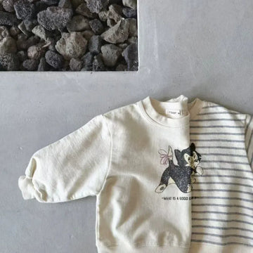 トレーナー・フーディ ベビートップス ねこキャットプリント無地/ボーダー長袖スウェットTシャツ【mh0008566】