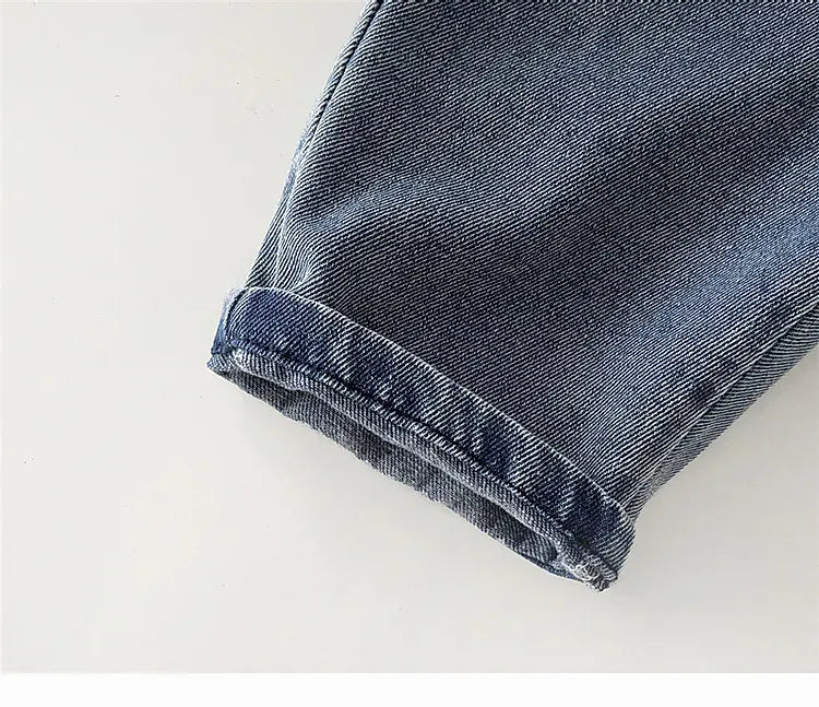 長袖セットアップ ベビートップス/ジャンプスーツ ボーダー長袖シンプルTシャツ/デニムノースリーブつなぎジャンプスーツ【mh0008605】