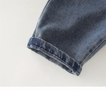 長袖セットアップ ベビートップス/ジャンプスーツ ボーダー長袖シンプルTシャツ/デニムノースリーブつなぎジャンプスーツ【mh0008605】