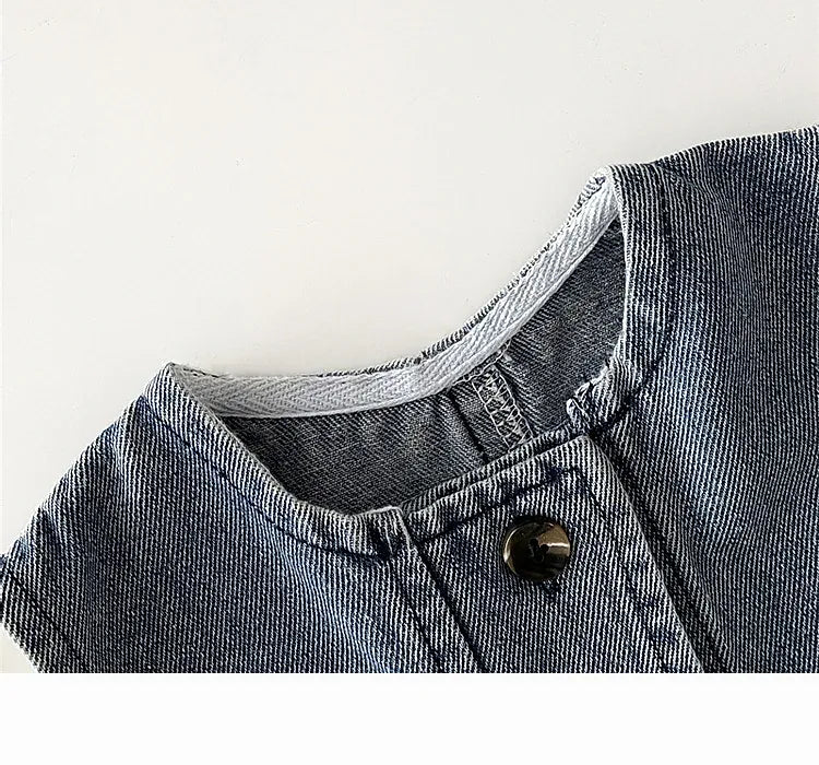 長袖セットアップ ベビートップス/ジャンプスーツ ボーダー長袖シンプルTシャツ/デニムノースリーブつなぎジャンプスーツ【mh0008605】