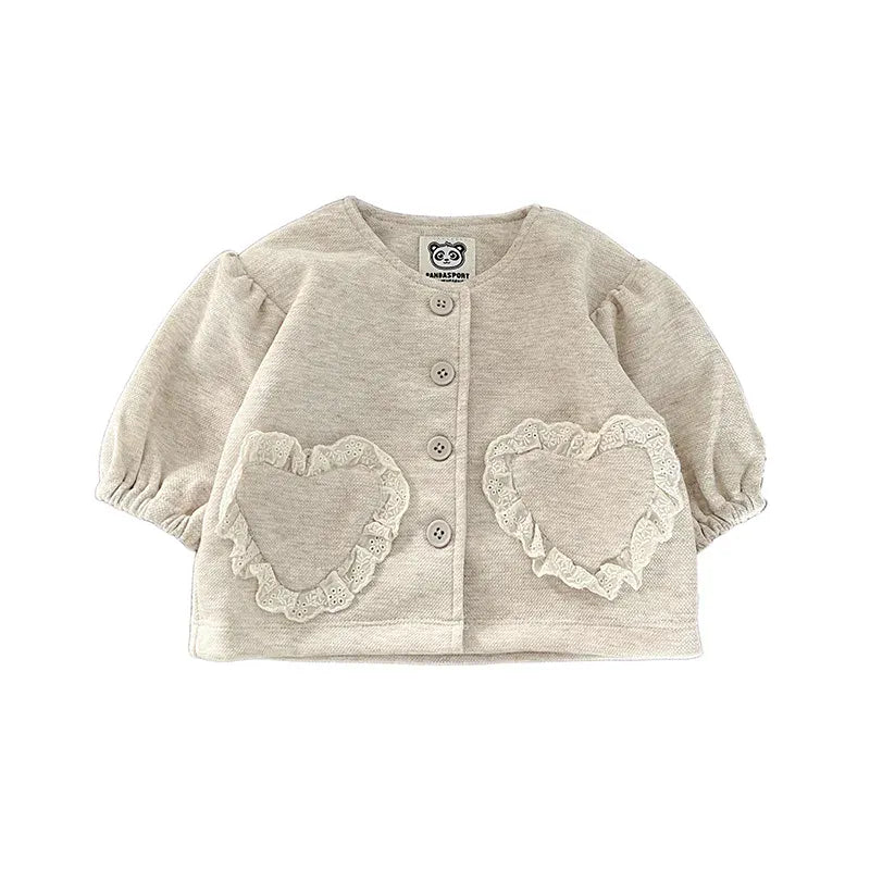 長袖セットアップ ベビートップス/カーディガン/ジャンプスーツ ラッフル襟長袖Tシャツ/ハートフリルカーディガンジャケット/ノースリーブロンパース【mh0008612】
