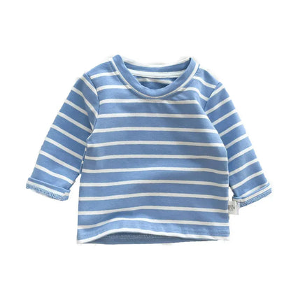 長袖セットアップ ベビートップス/サロペット ボーダー長袖Tシャツ/ニットサスペンダーパンツ【mh0008683】