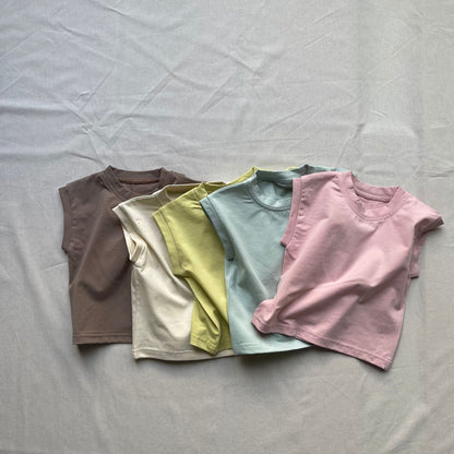 タンクトップ・キャミソール・ノースリーブトップス ベビートップス シンプルベーシックノースリーブタンクTシャツ【mh0009174】