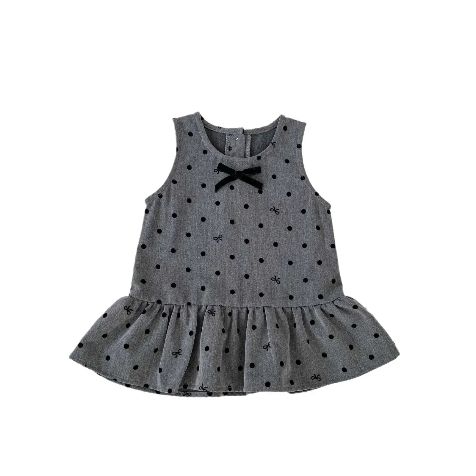 長袖セットアップ ベビーキッズトップス/ワンピース 丸襟長袖Tシャツブラウス/水玉ドットノースリーブワンピース【mh0009195】