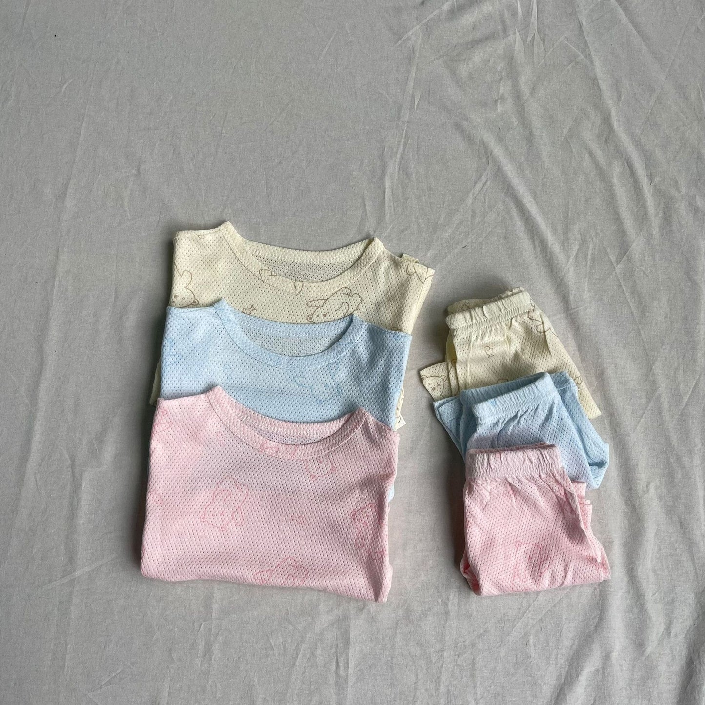 半袖パジャマ 半袖パジャマセット ベアくまプリント半袖Tシャツ+ハーフパンツ【mh0009274】