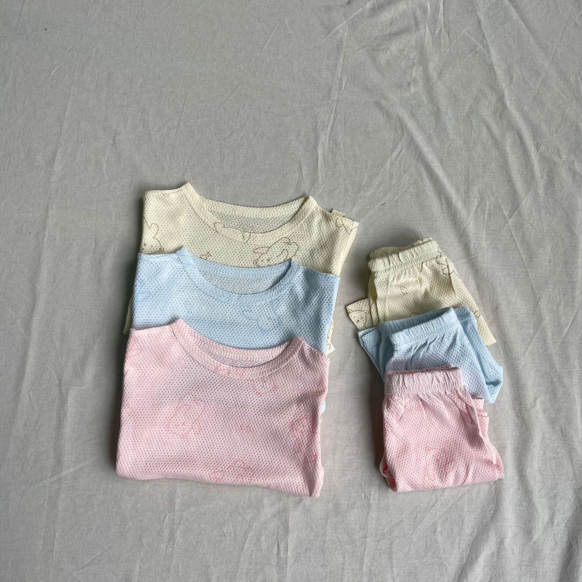 半袖パジャマ 半袖パジャマセット ベアくまプリント半袖Tシャツ+ハーフパンツ【mh0009274】