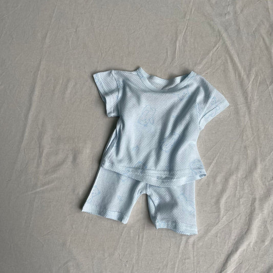 半袖パジャマ 半袖パジャマセット ベアくまプリント半袖Tシャツ+ハーフパンツ【mh0009274】