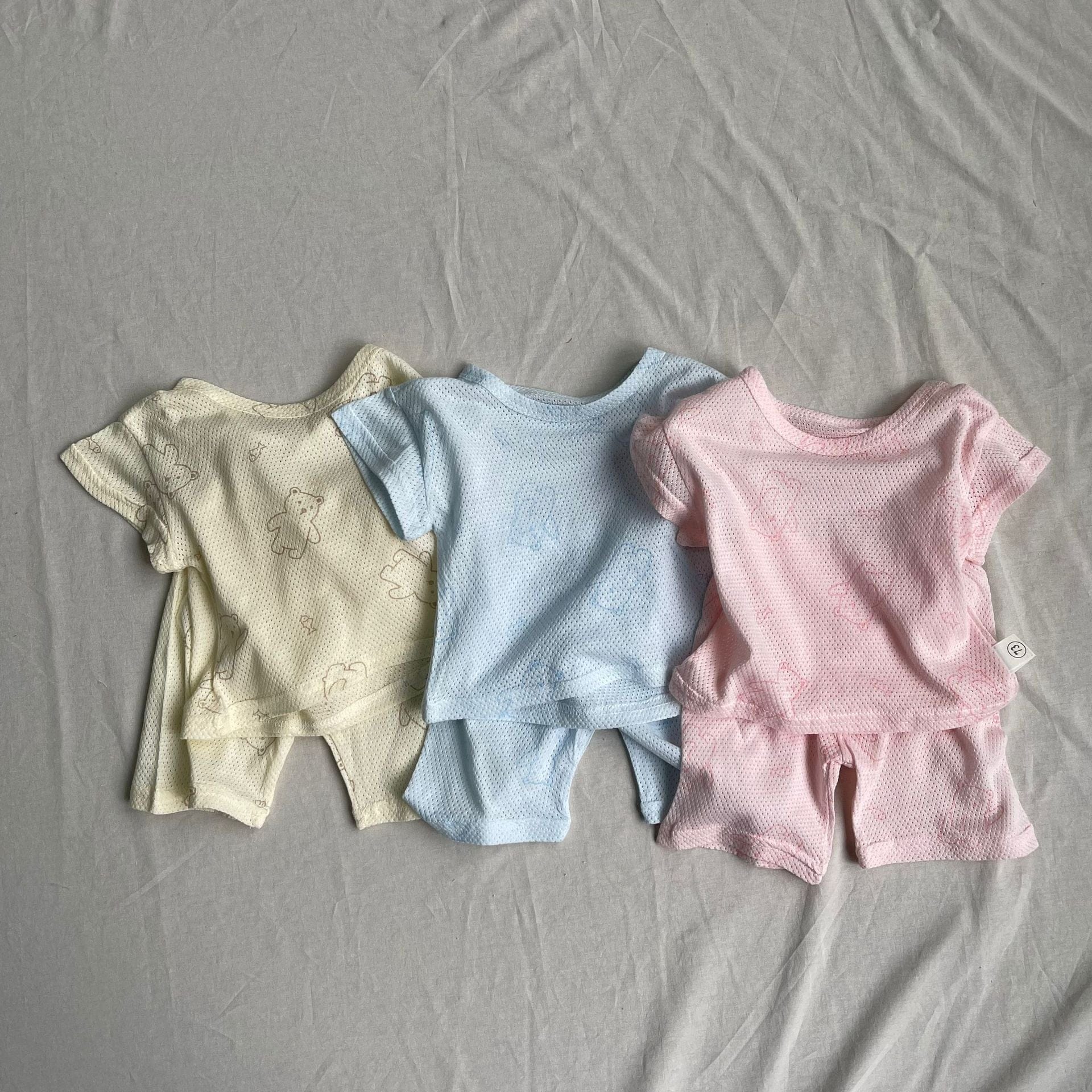 半袖パジャマ 半袖パジャマセット ベアくまプリント半袖Tシャツ+ハーフパンツ【mh0009274】