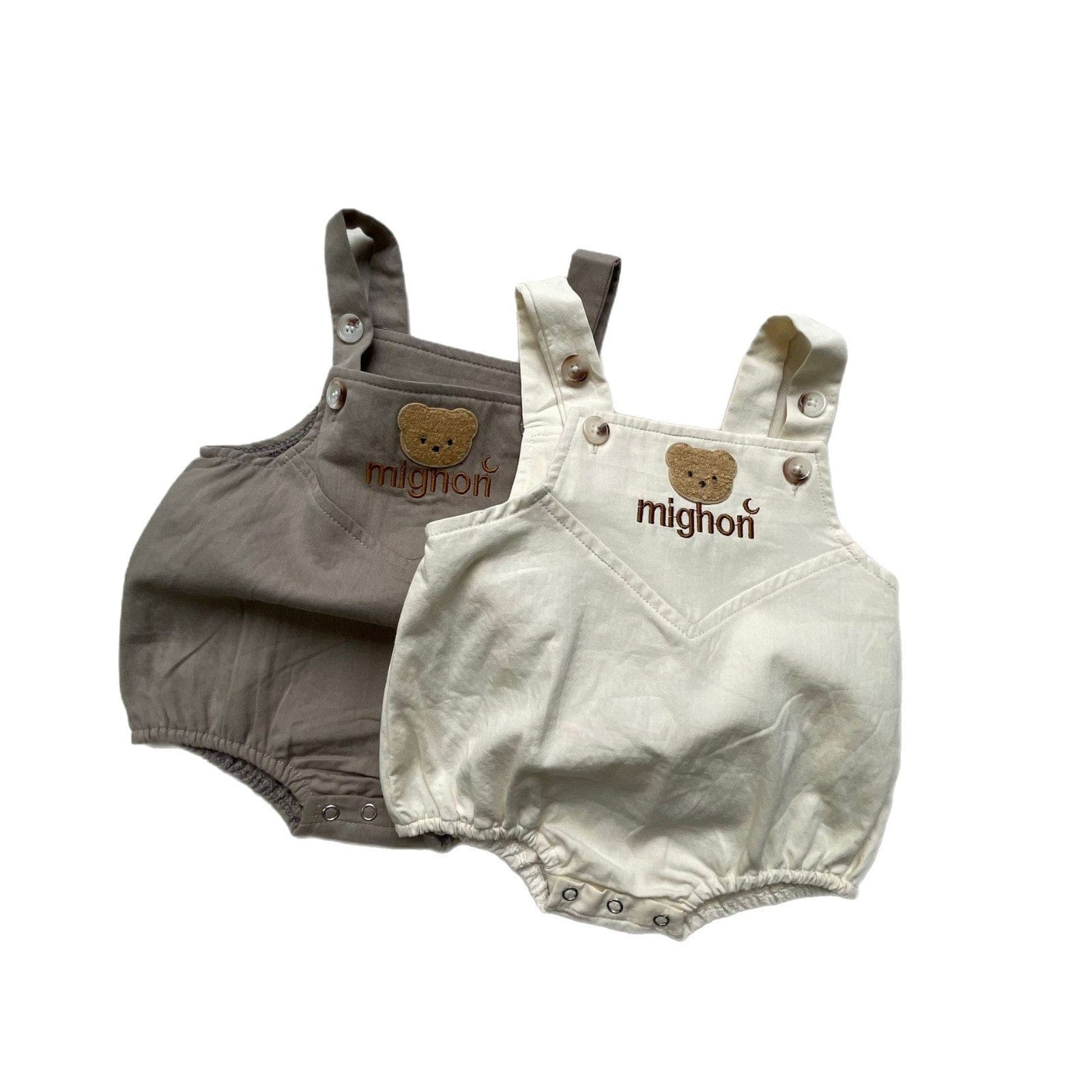 半袖セットアップ ボーダー半袖Tシャツ/ベアくまサスペンダーロンパース【mh0009425】