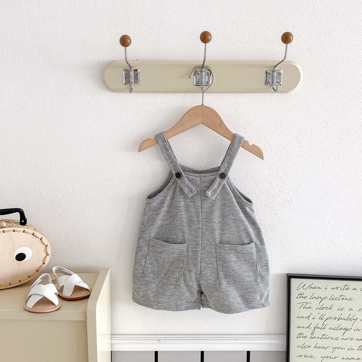 半袖セットアップ ルーズサスペンダーパンツサロペット/ヘンリーネック半袖Tシャツ【mh0009770】