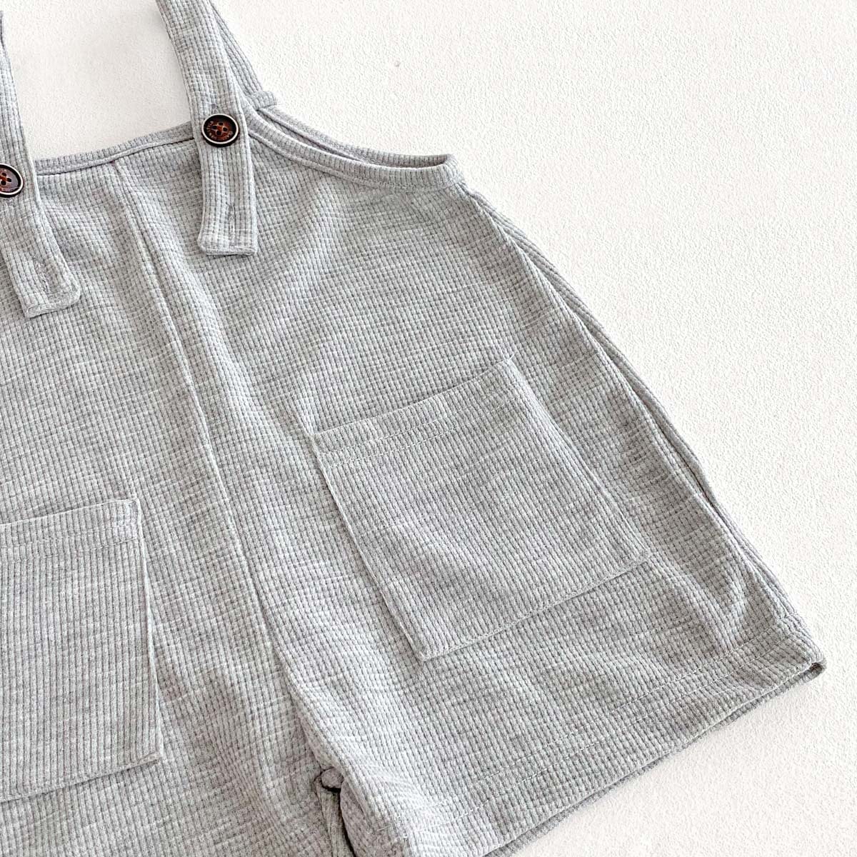 半袖セットアップ ルーズサスペンダーパンツサロペット/ヘンリーネック半袖Tシャツ【mh0009770】