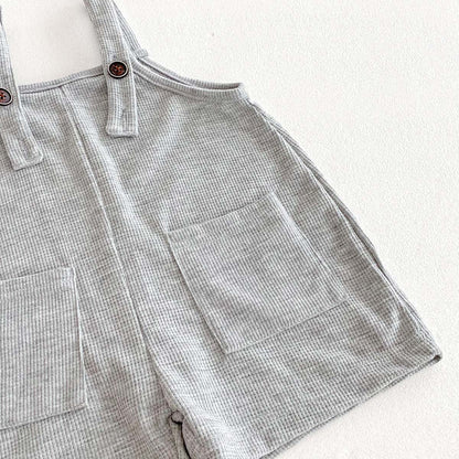 半袖セットアップ ルーズサスペンダーパンツサロペット/ヘンリーネック半袖Tシャツ【mh0009770】