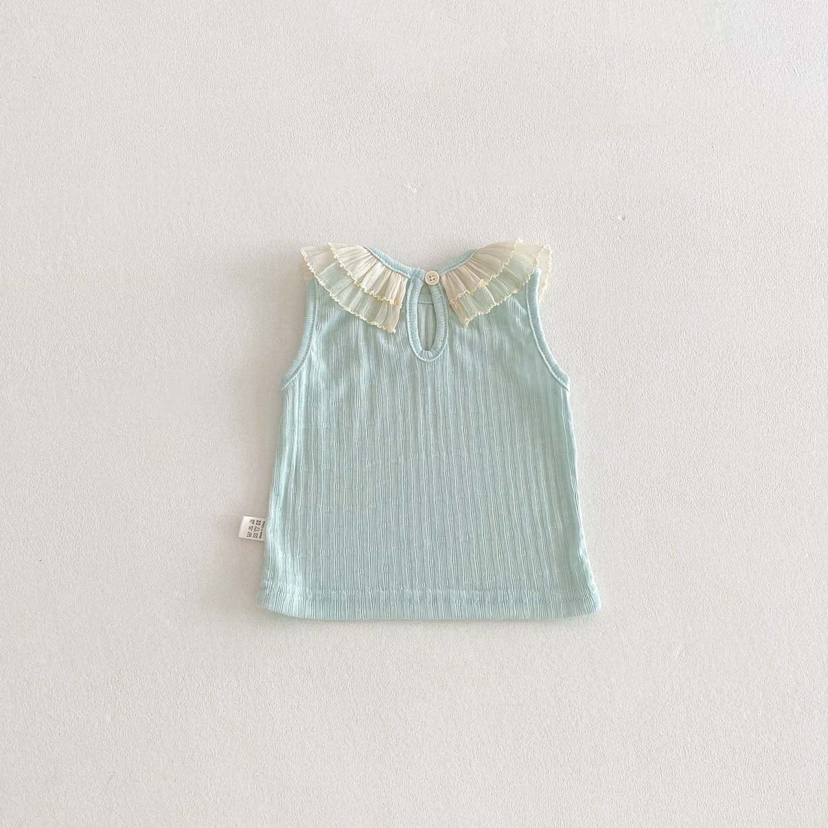 タンクトップ・キャミソール・ノースリーブトップス ラッフル襟ノースリーブTシャツ【mh0010342】