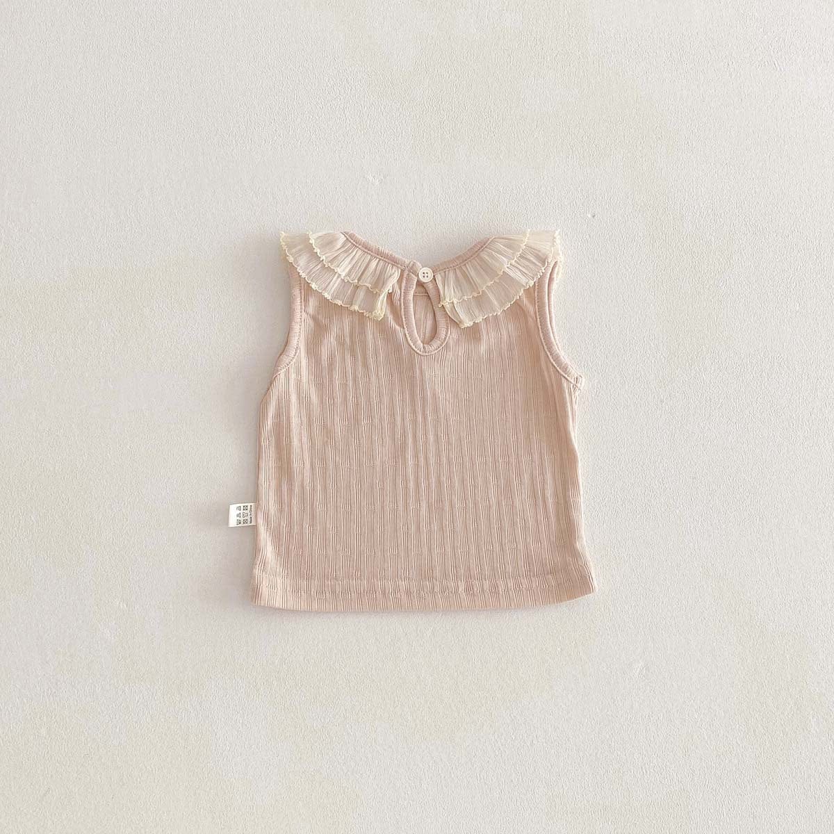 タンクトップ・キャミソール・ノースリーブトップス ラッフル襟ノースリーブTシャツ【mh0010342】