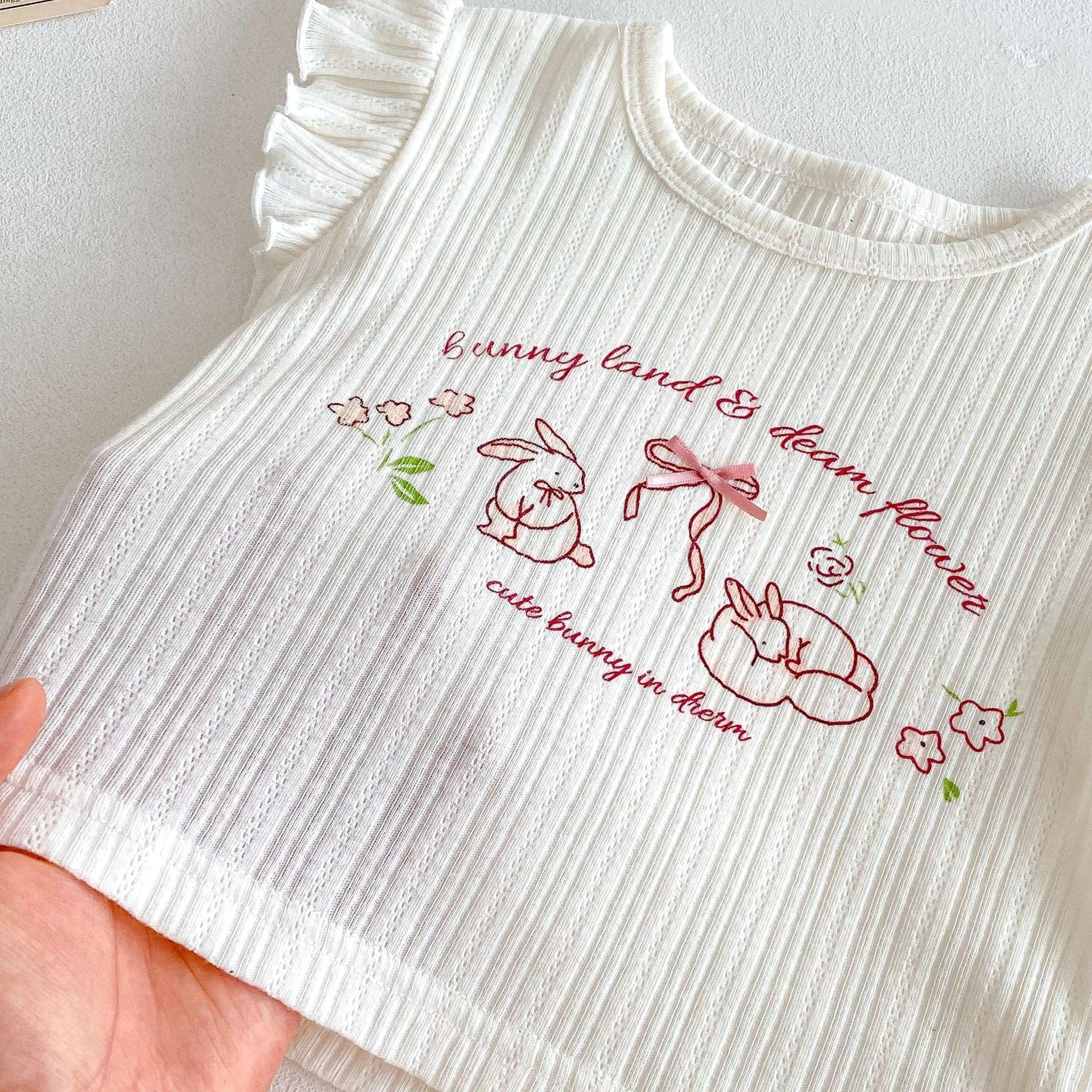 半袖セットアップ バニープリントフリルスリーブTシャツ/チェック巻きスカートショートパンツ【mh0010369】