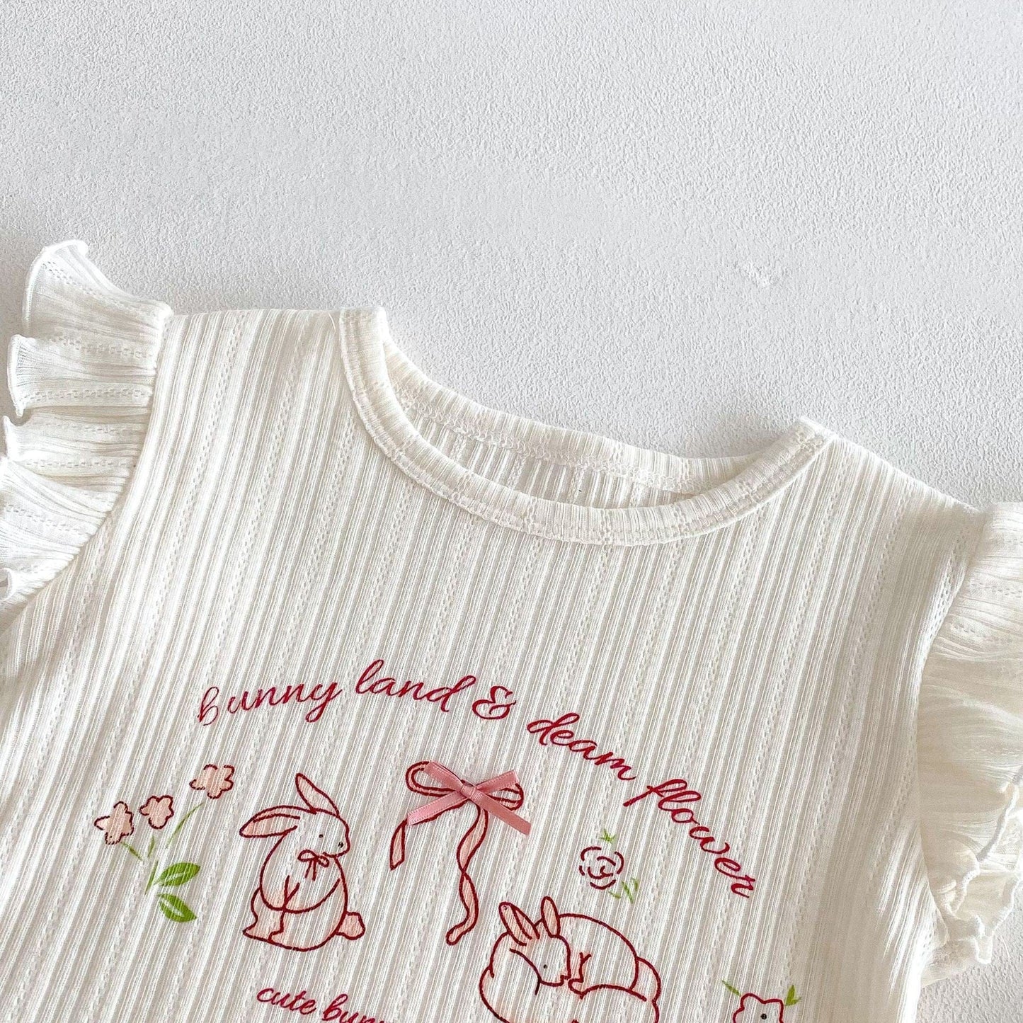 半袖セットアップ バニープリントフリルスリーブTシャツ/チェック巻きスカートショートパンツ【mh0010369】