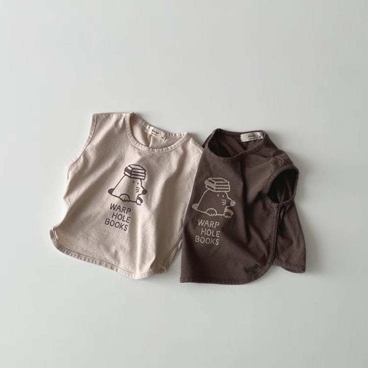 タンクトップ・キャミソール・ノースリーブトップス モグラプリントノースリーブTシャツ【mh0010409】