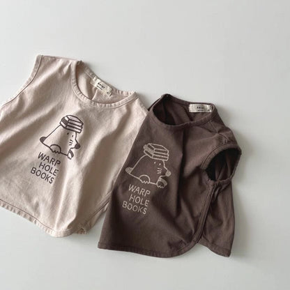 タンクトップ・キャミソール・ノースリーブトップス モグラプリントノースリーブTシャツ【mh0010409】