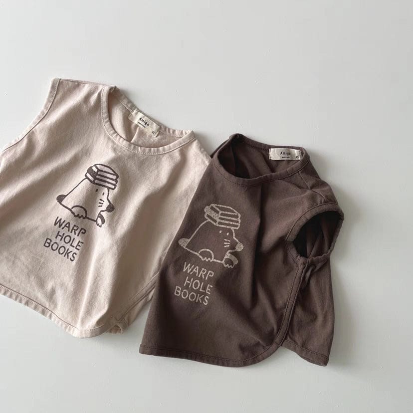 タンクトップ・キャミソール・ノースリーブトップス モグラプリントノースリーブTシャツ【mh0010409】