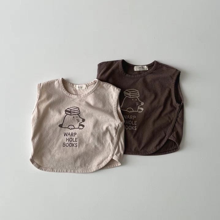 タンクトップ・キャミソール・ノースリーブトップス モグラプリントノースリーブTシャツ【mh0010409】