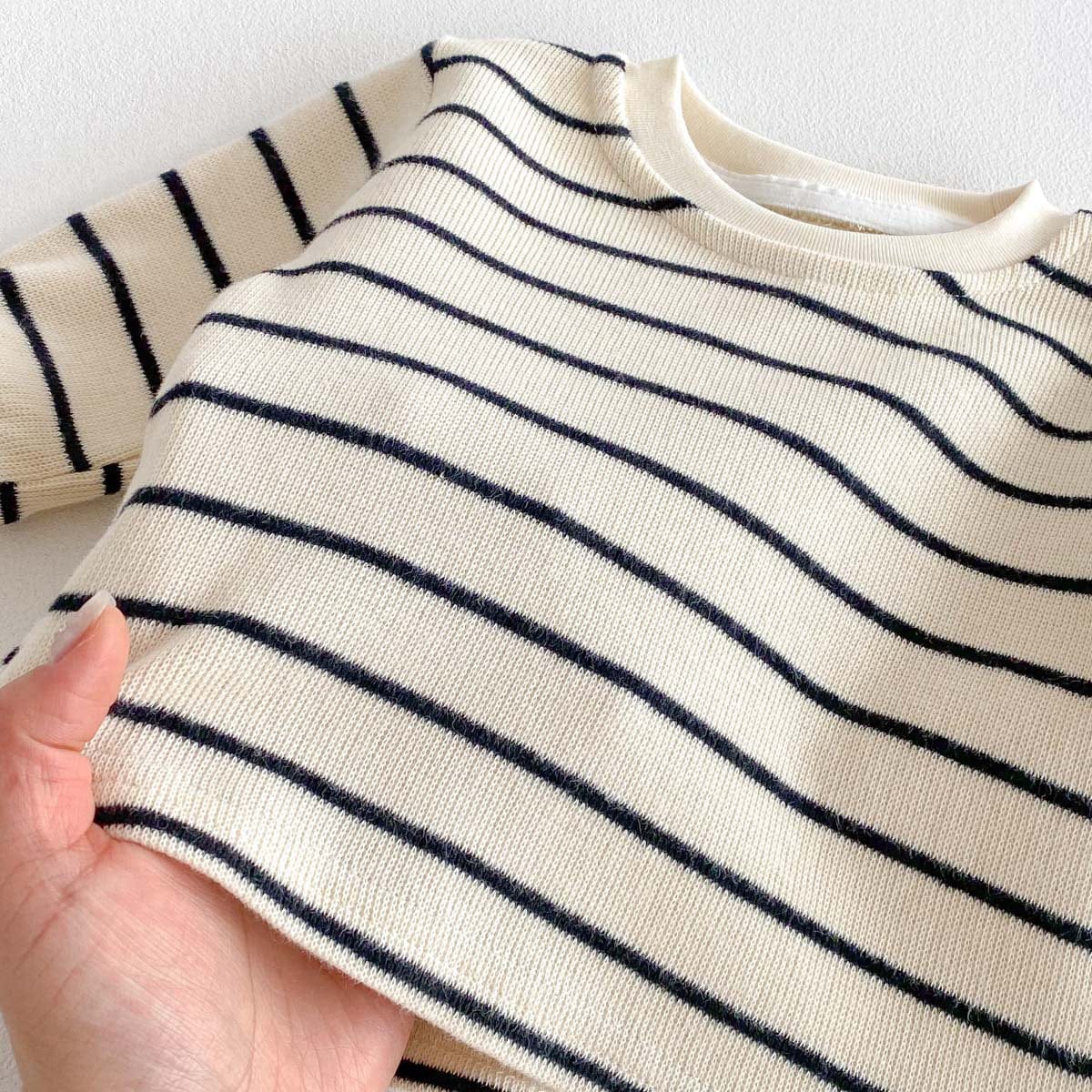 長袖セットアップ ノースリーブデニムジャンプスーツ/長袖ボーダーTシャツ【mh0010925】