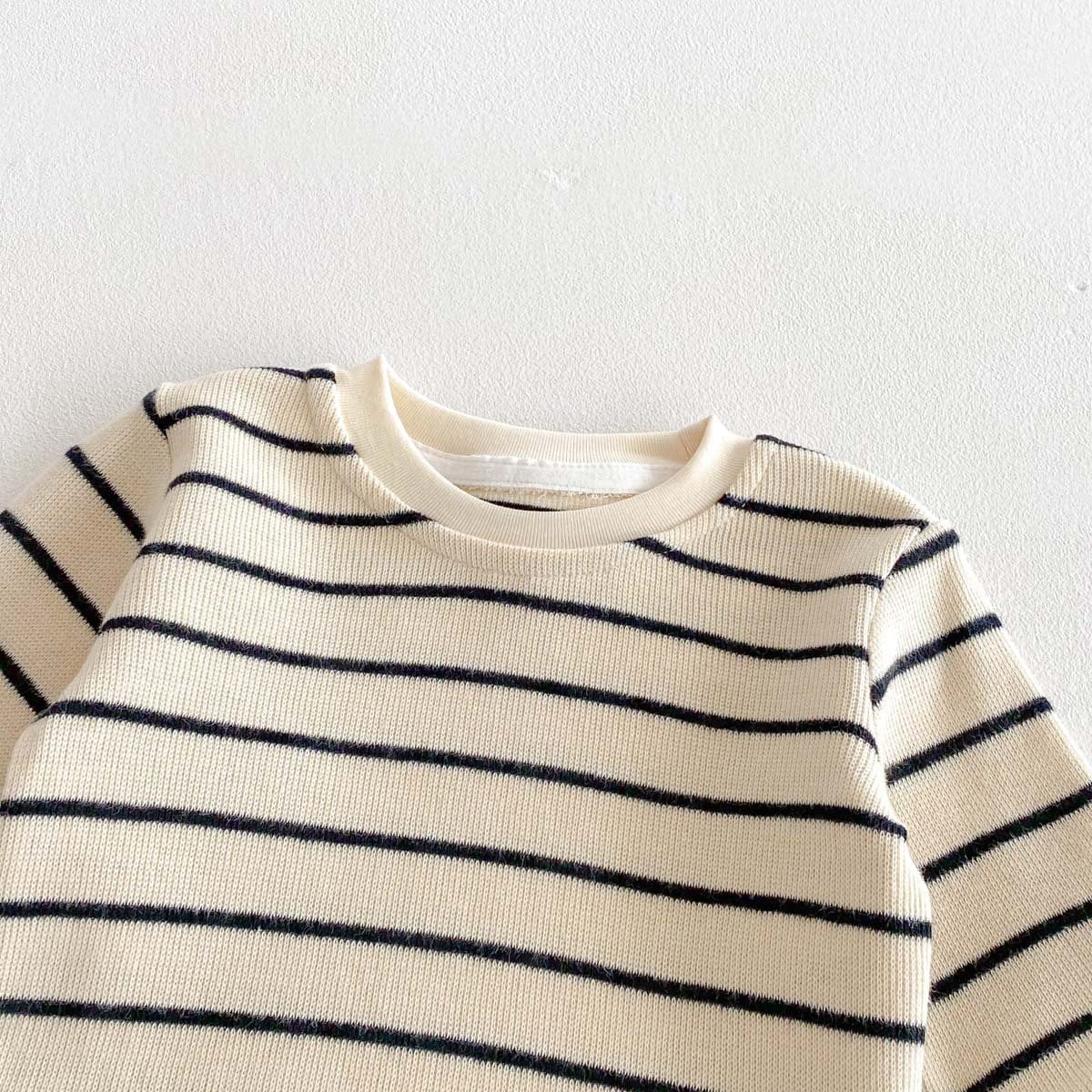 長袖セットアップ ノースリーブデニムジャンプスーツ/長袖ボーダーTシャツ【mh0010925】