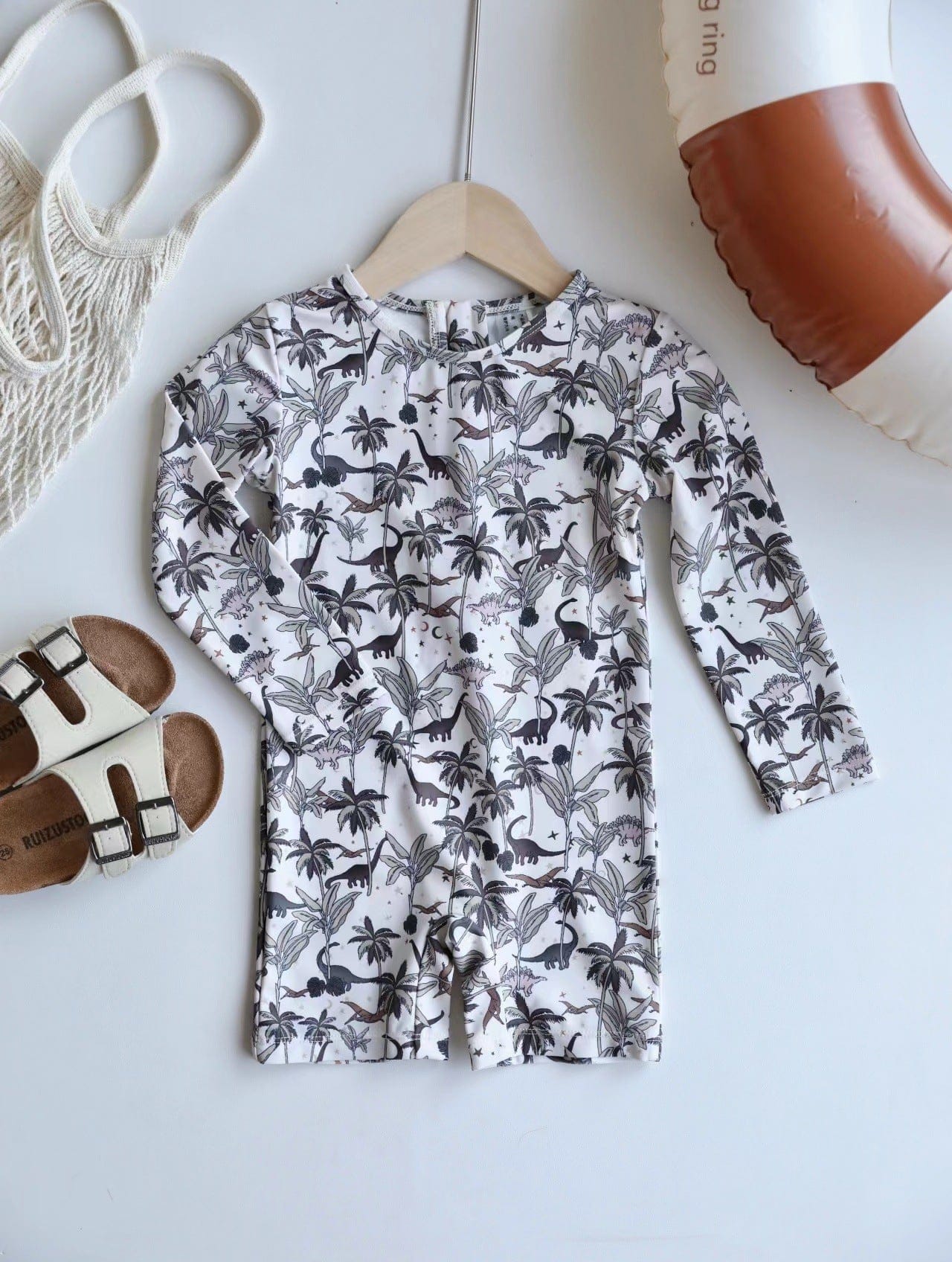 ベビー用水着 The boy's one-piece swimsuit is full of dinosaurs / 80 ボーイズ水着 長袖つなぎスイムウェア ラッシュガード【mh0009307】