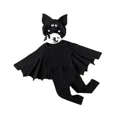 長袖セットアップ top pants and hat / 66cm ベビーコスチューム ハロウィンバットスリーブコウモリロンパース/トップス+パンツ 帽子セット Halloween 👻【mh0007358】