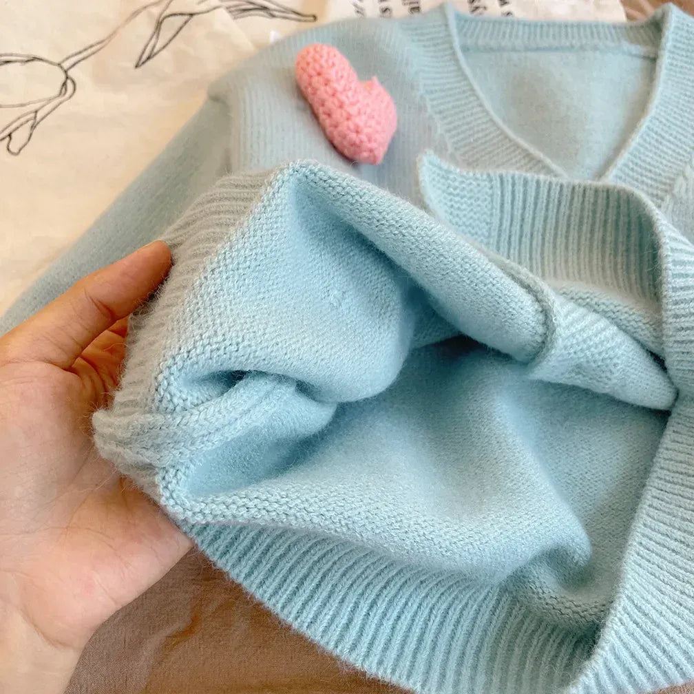 カーディガン・パーカー キッズカーディガン ハートVネック長袖ニットジャケット 2カラー【mh0007197】