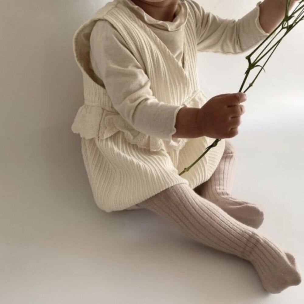 ノースリーブロンパース ベビー ノースリーブロンパース Vネック レース フリル ドッキング ベージュ ガールズ 女の子 子供服 6944