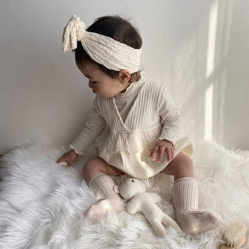 ノースリーブロンパース ベビー ノースリーブロンパース Vネック レース フリル ドッキング ベージュ ガールズ 女の子 子供服 6944