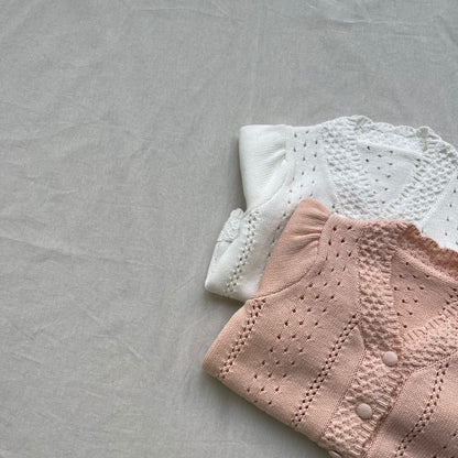 カーディガン・パーカー ベビーカーディガン レースニットVネックニットカーディガンジャケット【mh0009273】