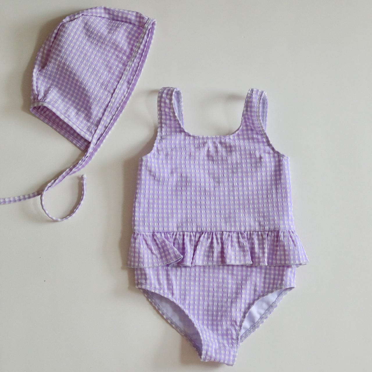ベビー用水着 Vest swimsuit light purple check / 80 ガールズ水着 ノースリーブワンピース/セパレートスイムウェア ラッシュガード【mh0009335】