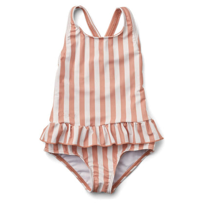 ベビー用水着 Vest swimsuit pink stripes / 80 ガールズ水着 ノースリーブワンピーススイムウェア ラッシュガード【mh0009342】