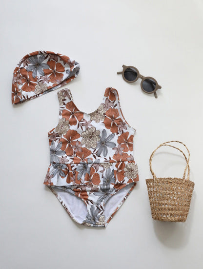 ベビー用水着 Vest swimsuit with tropical flowers / 80 ガールズ水着 ノースリーブワンピーススイムウェア ラッシュガード【mh0009318】