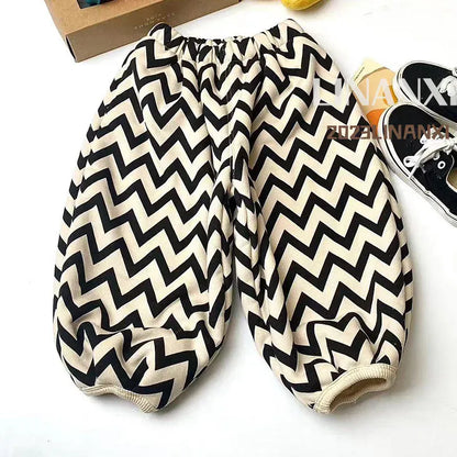 ロングパンツ・スウェットパンツ Wave / 24M  90CM キッズパンツ ポルカドット水玉/幾何学プリント裏フリースロングバルーンパンツ【mh0007730】