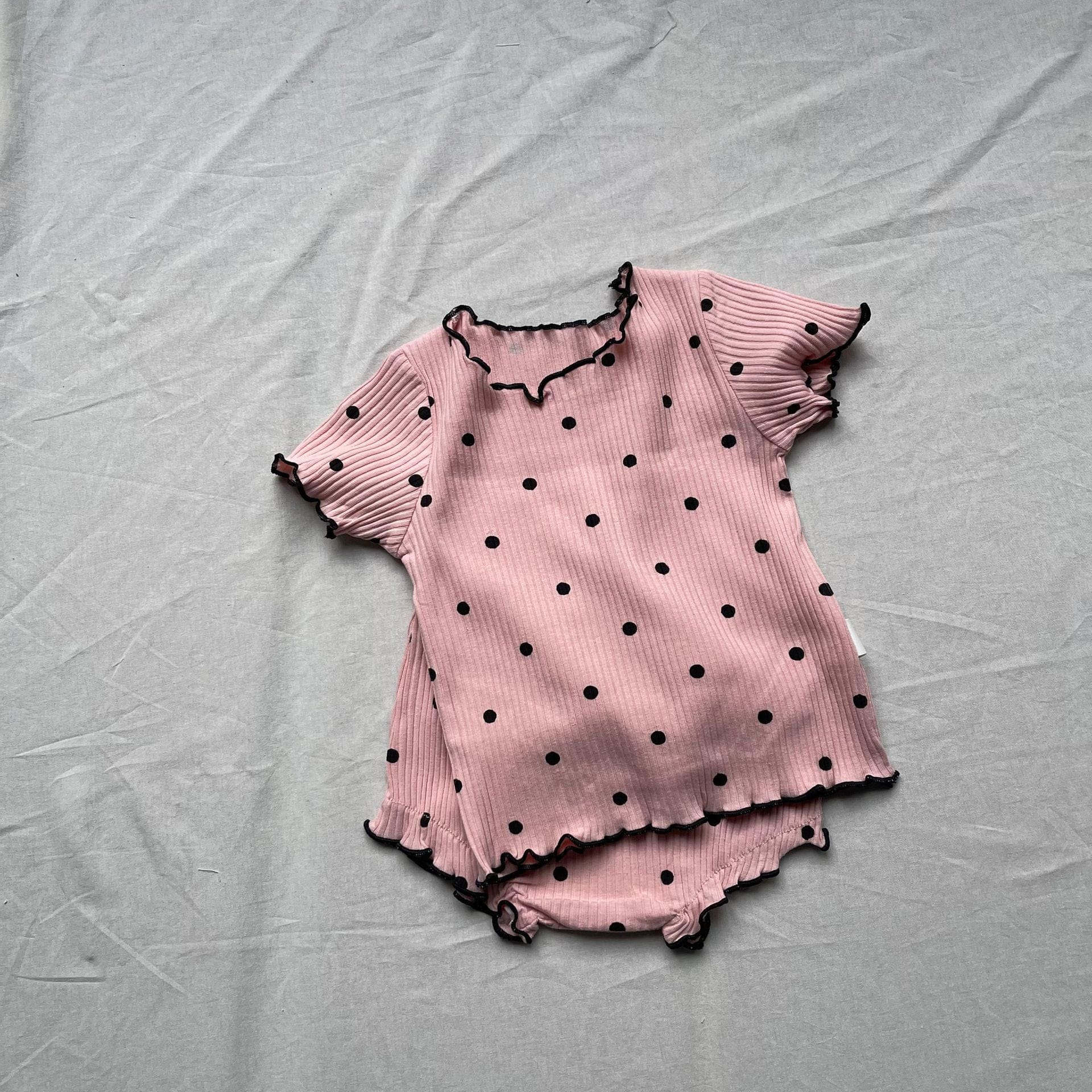 半袖セットアップ Wave point / 73cm ベビーセットアップ 2点セット 半袖Tシャツ+ハイウェストブルマパンツ【mh0009172】