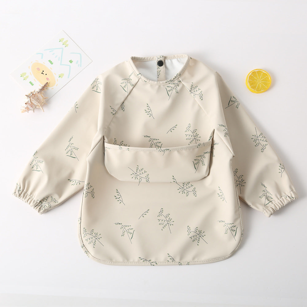 よだれかけ wheat ears / S Long Sleeve PU Waterproof Bib 長袖 PU 防水 お食事エプロン【mh0012236】
