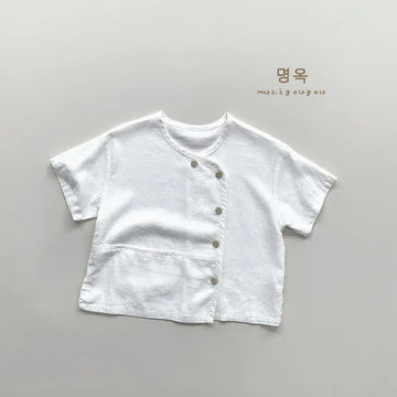 半袖シャツ・ブラウス white / 12M  80cm キッズトップス 半袖シャツ ブラウス コットンリネン 2カラー