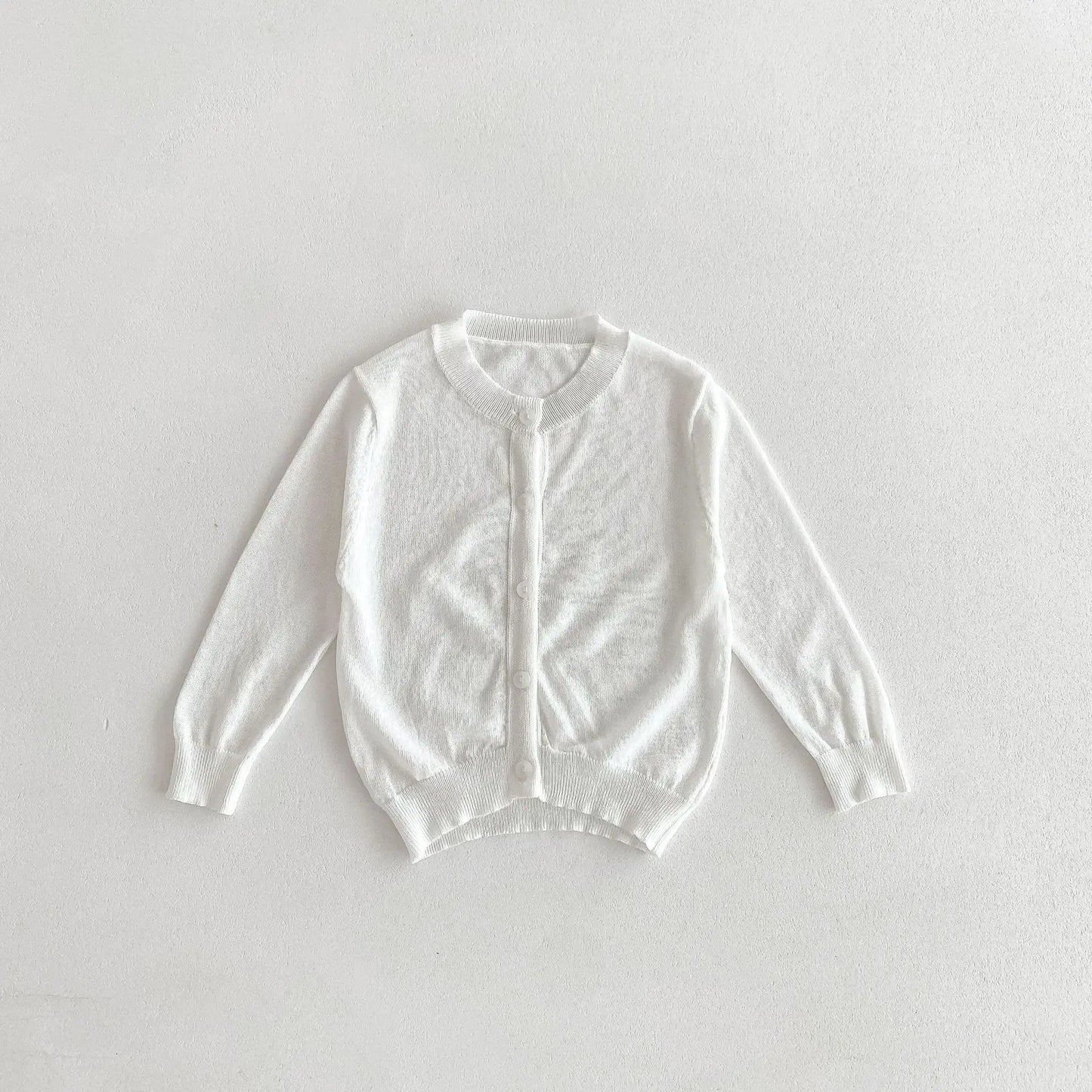カーディガン・パーカー white / 12M  80cm / 取り寄せ（7〜21日） キッズカーディガン サマーカーディガンジャケット 薄手 シンプルベーシック 日除け クーラー冷房対策 5カラー