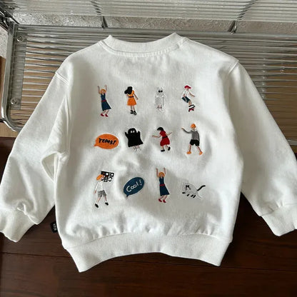 トレーナー・フーディ White / 12M  80CM キッズトップス バック刺繍長袖スウェットシャツ【mh0008034】