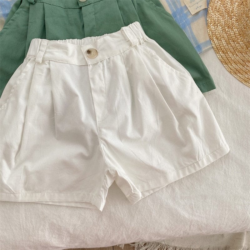 ハーフパンツ・ショートパンツ White / 18M/80cm キッズ タック ルーズ サマー ショートパンツ ピンク ホワイト グリーン ユニセックス