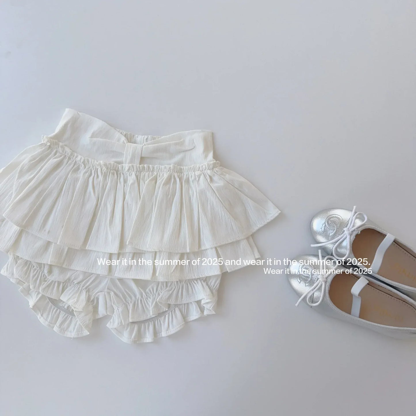 ハーフパンツ・ショートパンツ White / 2T- 90 キッズパンツ ダブルフリルスカートドッキングバルーンショートパンツかぼちゃパンツ【mh0008887】