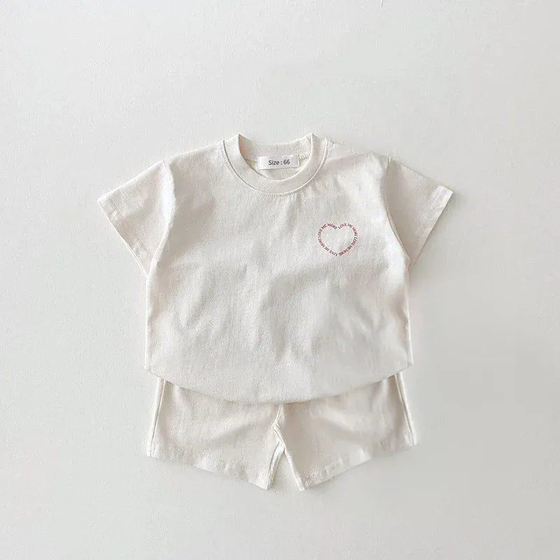 半袖セットアップ WHITE / 6-12M 73 ☺︎ ベビーキッズセットアップ 2点セット 半袖プリントTシャツ+ショートパンツ ハート