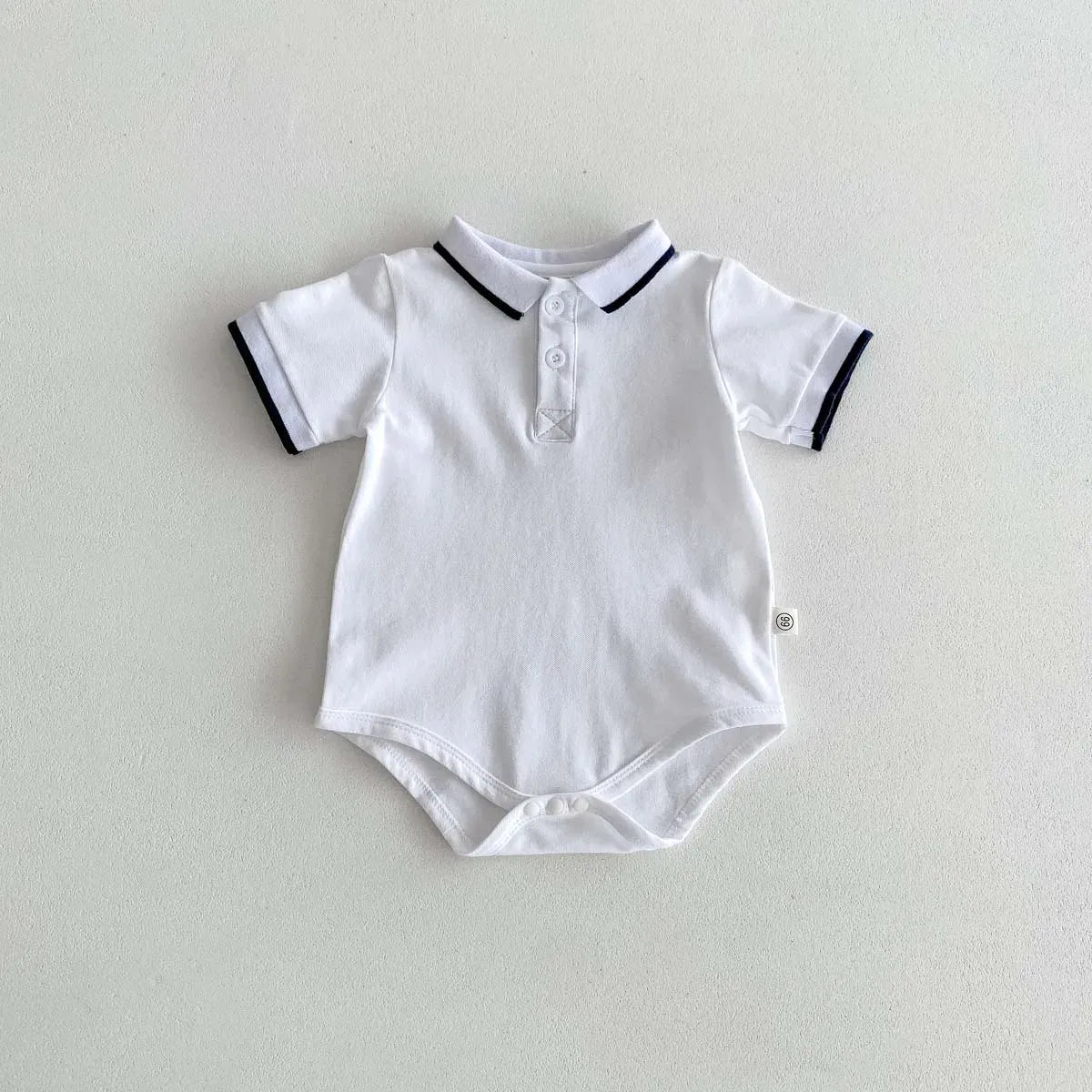 半袖ロンパース White / 66cm ベビーロンパース 半袖ポロシャツボディスーツ ホワイト/ネイビー/2カラー【mh0004459】