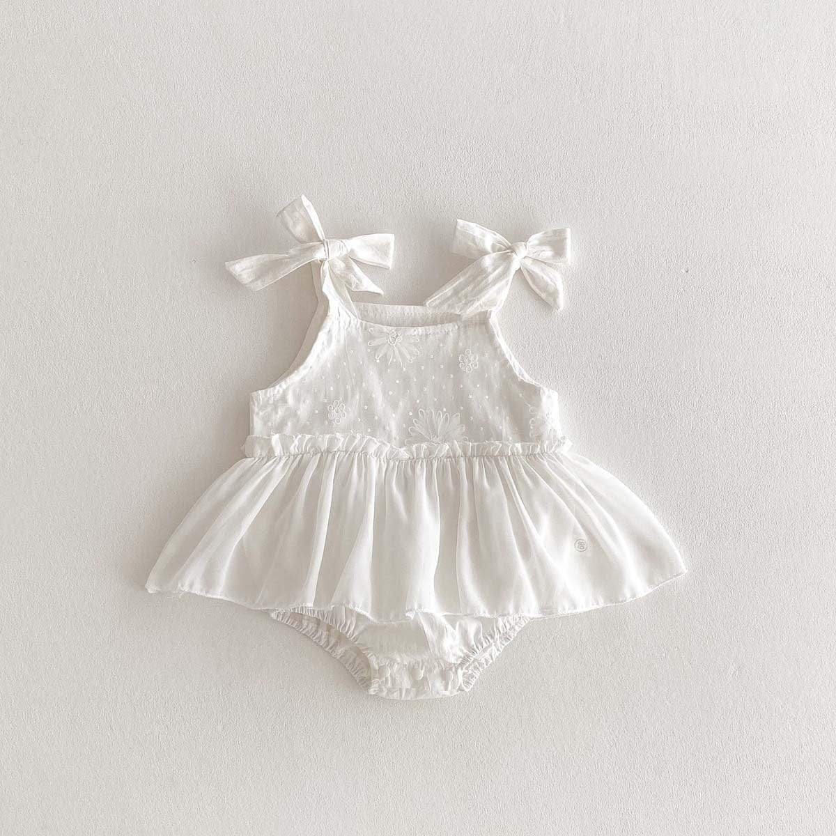 ノースリーブロンパース White / 66cm リボンキャミソールノースリーブスカートロンパース【mh0010314】