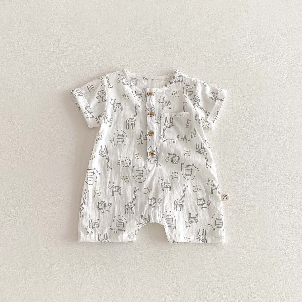 半袖ロンパース White / 66cm アニマルプリント半袖ジャンプスーツ【mh0010333】