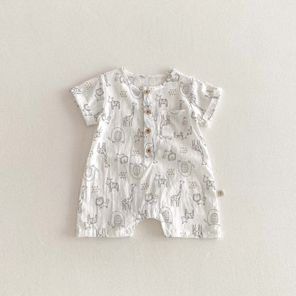 半袖ロンパース White / 66cm アニマルプリント半袖ジャンプスーツ【mh0010333】