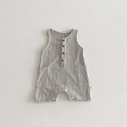 ノースリーブジャンプスーツ White / 66cm ストライプノースリーブジャンプスーツ【mh0010334】