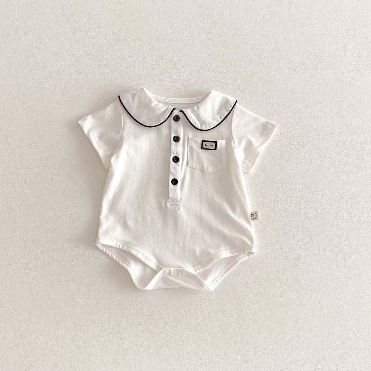 半袖ロンパース White / 66cm 丸襟半袖シャツロンパース【mh0010343】